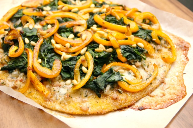 Fake Polenta Pizza With Many Toppings