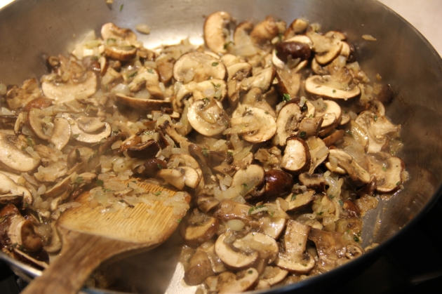 Mushroom Pie WIth Egg -- mushrooms are ready