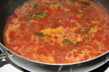 Simmering sauce. I wish I could photograph the aroma!