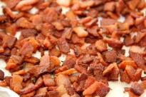 Bacon bits ready for rye baguette
